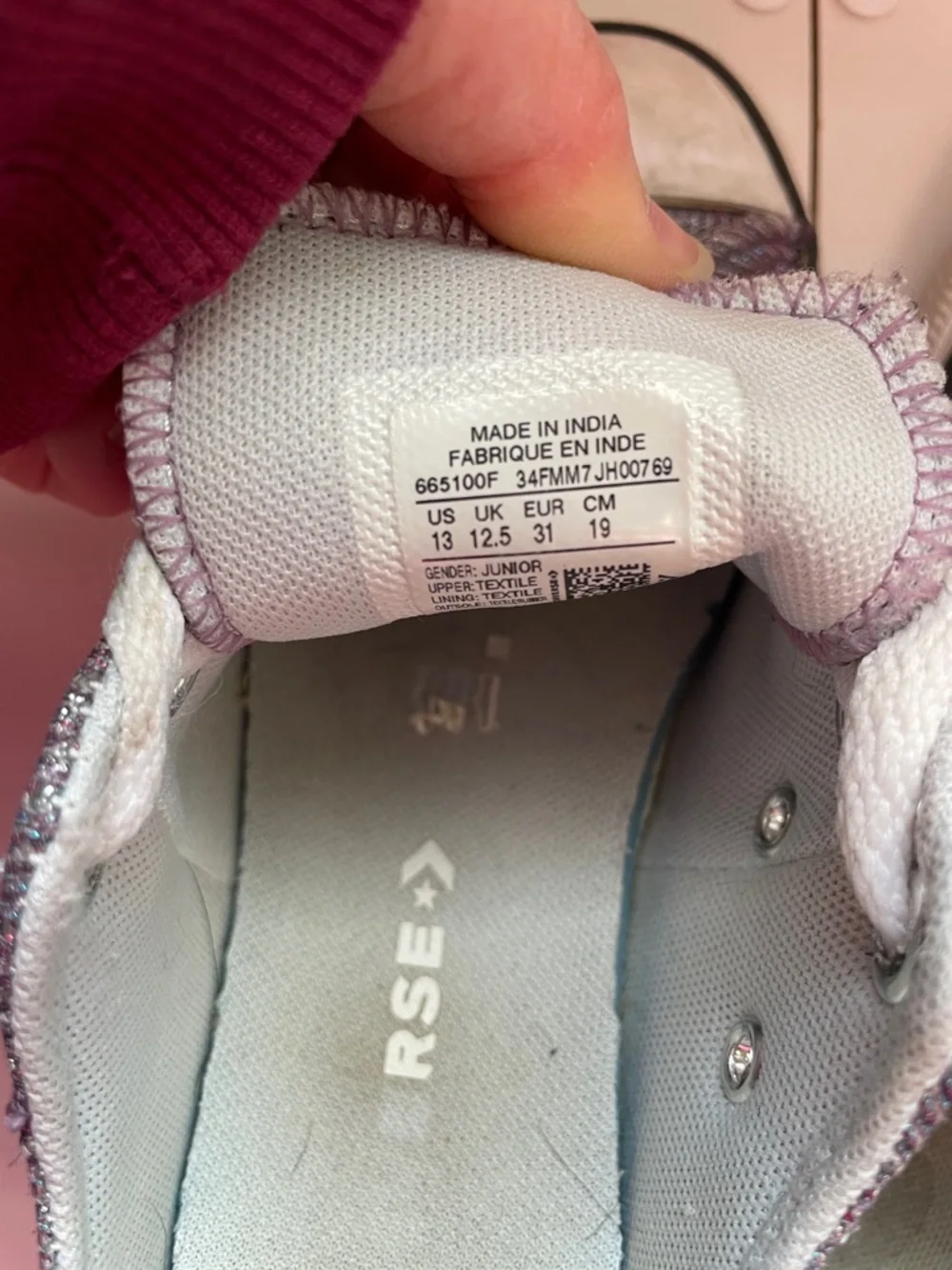 Converse Kids Casual Canvas Lace-Up Sneakers in metallic purple